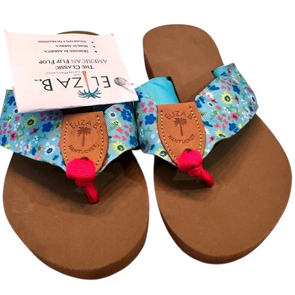 Eliza B Nantucket American Classic Flip Flop Womens Floral Print Sandals Small 6 - Picture 3 of 6